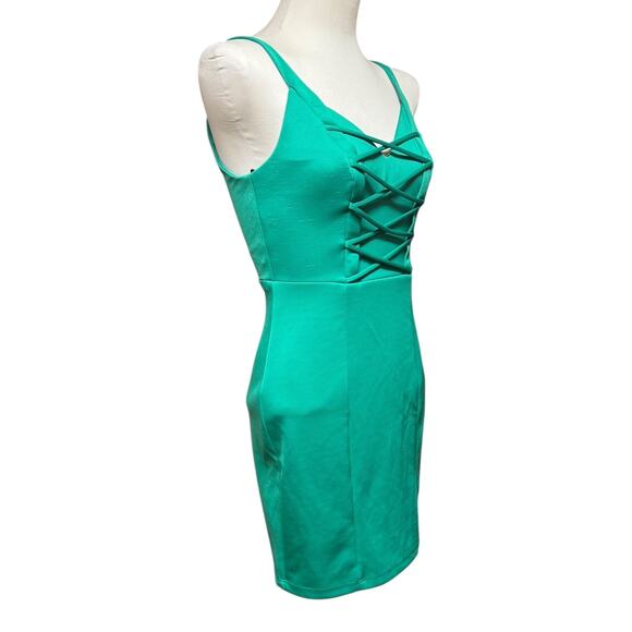B. Darlin Criss Cross Mini Dress Green 7/8 - Picture 6 of 6